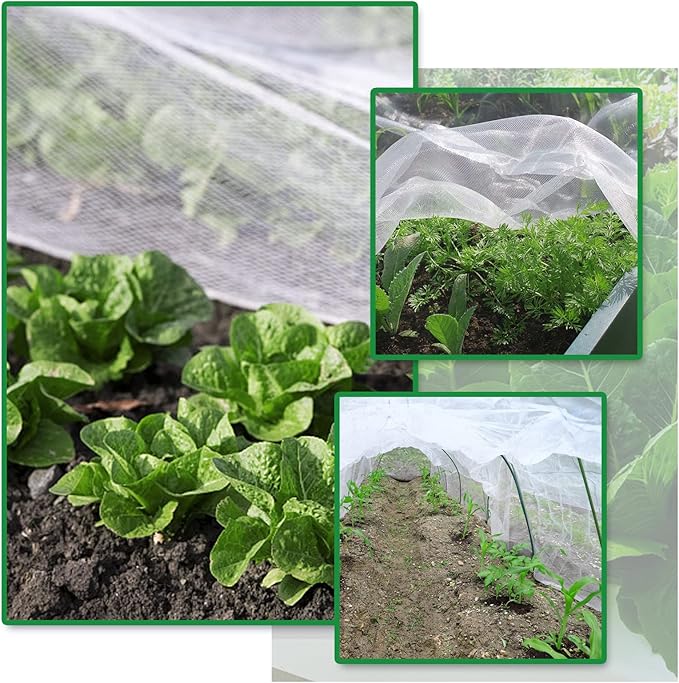 SnugNiture 3 Pack Garden Netting 10x33FT Ultra Fine Mesh Mosquito Netting Plant Covers, White Bird Netting Barrier Greenhouse Row Cover Protect Fruits Flower Vegetables from Birds Deer & Squirrels