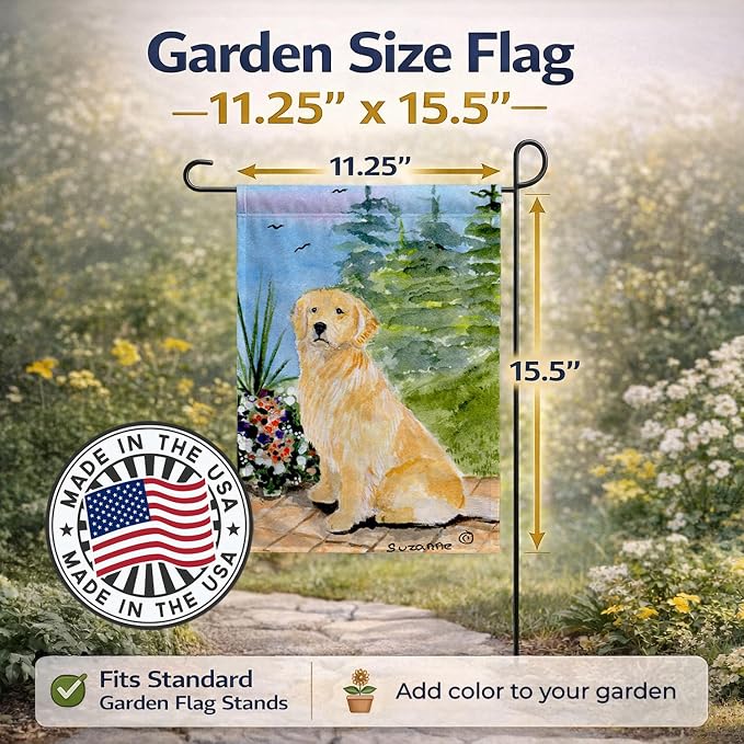 Caroline's Treasures SS8758GF Golden Retriever Garden Flag Mailbox Flag Decorative Yard Flag Banner Outside Patio Artwork Yard Flower Beds, Garden Size, Multicolor