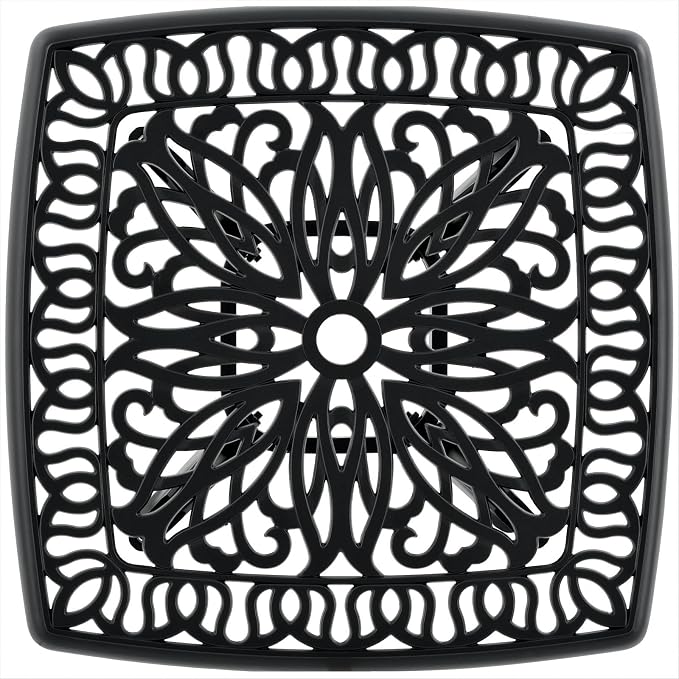 Outdoor 21" Cast Aluminum Square Side Table End Table for Patio, Backyard, Pool, Indoor Companion, Easy Maintenance and Weather Resistant, Black