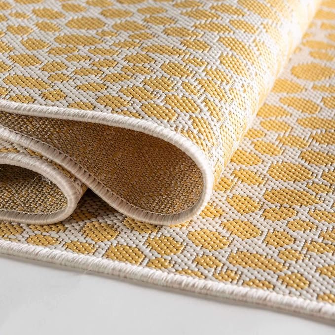 Unique Loom Outdoor Collection Area Rug - Cape Town (7' 10" Square, Yellow Ivory/ Ivory)