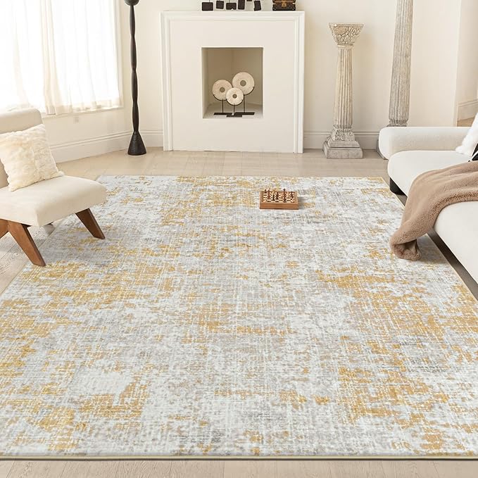 ILANGO Area Rug 8x10 ft for Living Room Bedroom Machine Washable Rugs with Non Slip Backing High Traffic Indoor Carpet for Dining Room Dorm Non-Shedding & Fade Resistant Modern Rugs