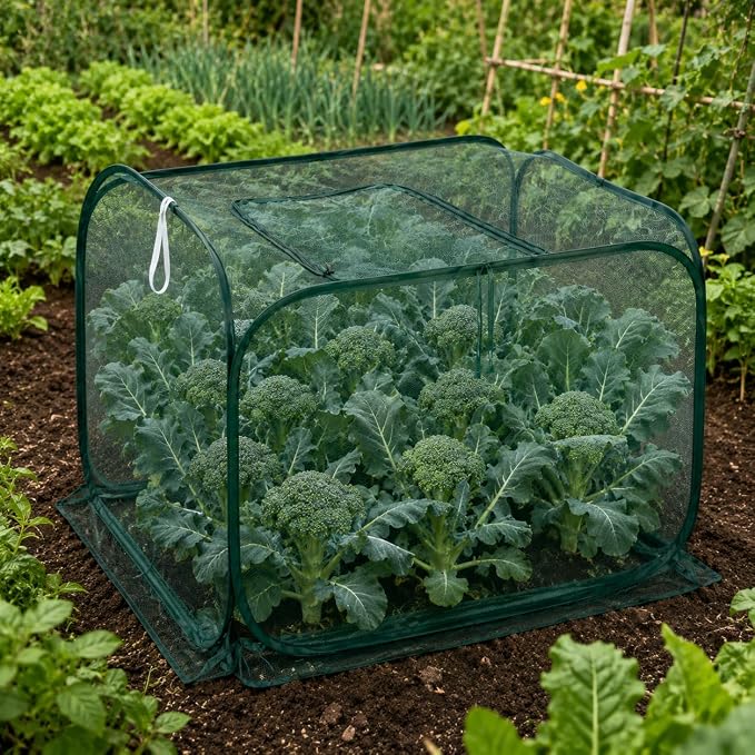 Collapsible Pop-Up Mesh Garden Cover（35''x35''x31''for Square Raised Beds-30% Sunblock，Protective Netting Cage for Vegetables, Fruits & Flowers, Keep Birds and Small Animals Out
