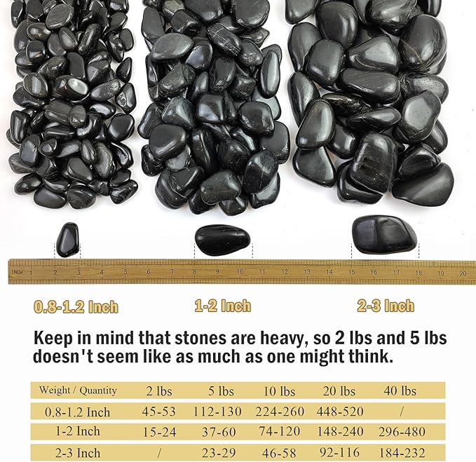 FANTIAN 20 lbs Large Black River Rocks for Garden, 2-3 inch Polished Pebbles for Plants. Decorative Stones for Planters Landscaping Vase Aquarium and Fish Tank