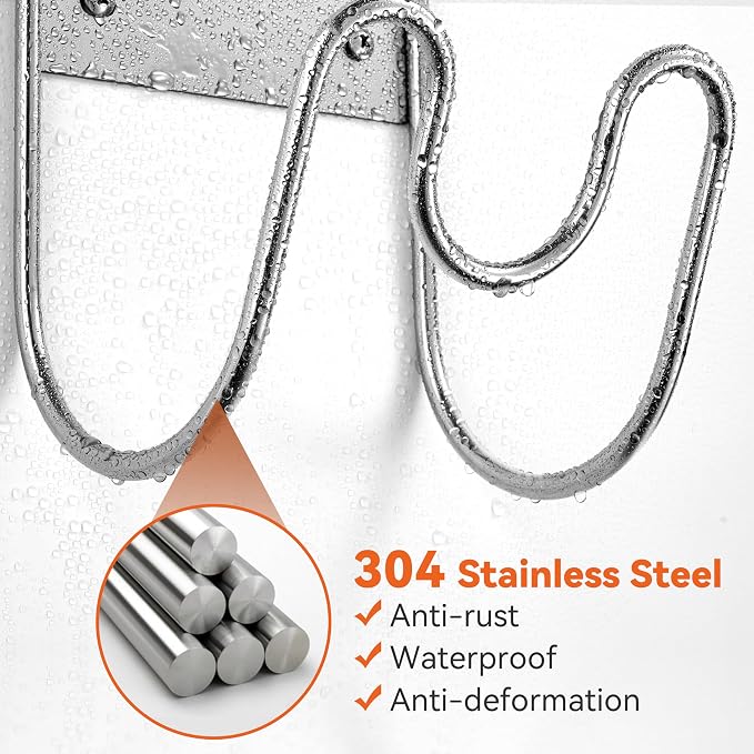 Stainless Steel Garden Hose Holder - Extra Large Heavy Duty Silver SS304 Wall Mounted Hanger for Water Hose, Extension Cords, Vacuum Lines, Anti-Rust (2 Pack)