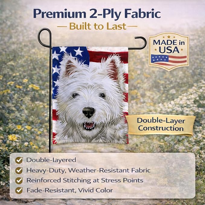 Caroline's Treasures CK6471GF Cairn Terrier Dog American Flag Garden Flag Mailbox Flag Decorative Yard Flag Banner Outside Patio Artwork Yard Flower Beds, Garden Size, Multicolor
