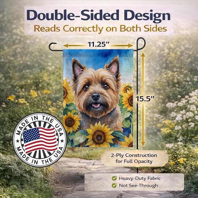 Caroline's Treasures DAC6044GF Cairn Terrier in Sunflowers Garden Flag Mailbox Flag Decorative Yard Flag Banner Outside Patio Artwork Yard Flower Beds, Garden Size, Multicolor