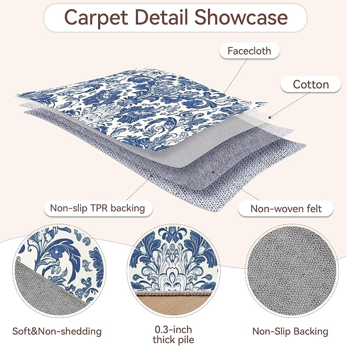 Area Rugs Paisley Floral Modern Neutral Large Living Room Carpet Vintage Traditional Flower Washable Rugs 5×7 for Kitchen Dinning Room Bedroom Farmhouse Nursery Office Home Decor
