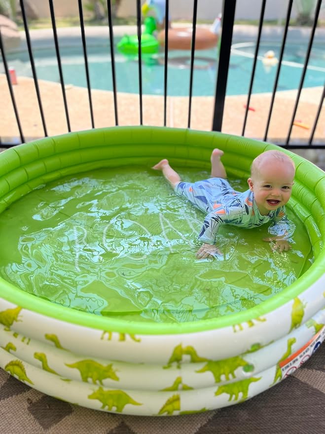 Rae Dunn x CocoNut Float Mini Pool with Dinosaur Graphics, Roar Theme | Inflatable swimming pool for kids, splash design, easy setup, great backyard fun, durable, perfect for summer parties