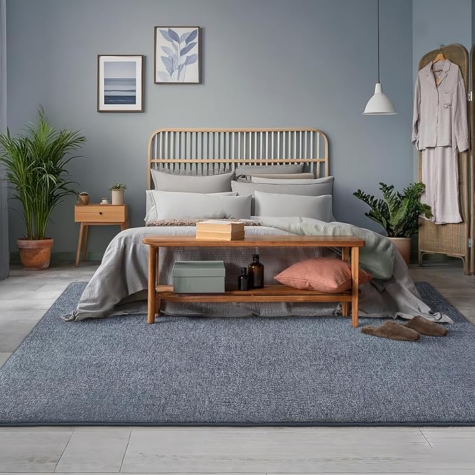 AROGAN 7x10 Area Rugs for Living Room Non Slip Dorm Bedroom Rug, Blue | Modern Area Rugs with Soft Memory Foam, Minimalist Washable Indoor Floor Carpet for Dining Room Office Kids Playroom Decor
