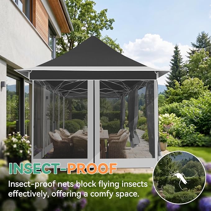 COBIZI 12x20 Pop up Canopy Tent - Gazebo, Party Tents for Parties, Carpas para Fiestas, Large Outdoor Popup Patio Screened Gazebos, Shelter Tents with Net for Backyard, Commercial,Darkgrey