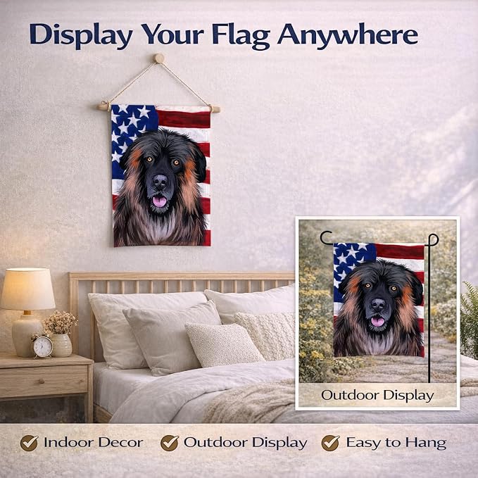 Caroline's Treasures CK6518GF Estrela Mountain Dog American Flag Garden Flag Mailbox Flag Decorative Yard Flag Banner Outside Patio Artwork Yard Flower Beds, Garden Size, Multicolor
