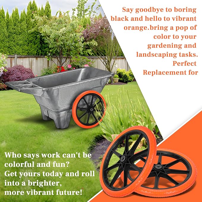 Upgraded 20x1.95" Flat Free Tires Compatible with rubbermaid Wheelbarrow Wheels, 20" Flat Free Tires with 5/8" and 3/4" Bearing Replacement for rubbermaid Cart Wheels/Big Wheel Utility Carts