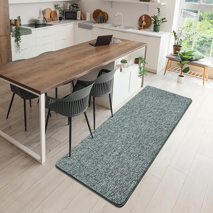 Chicrug Memory Foam 2x6 Runner Rugs for Hallway Entryway Bedroom | Low-Pile Soft Carpet Runner Rug for Kitchen, 6ft Kids Rug for Bedside Dorm Room Decor, Grey and White