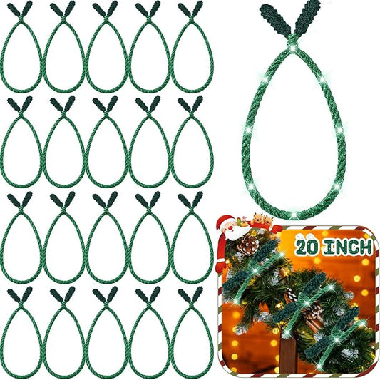 Zhengmy 16 Pcs 20 Inches Christmas Garland Ties Christmas Decorative Twist Ties for Banister Reusable and Flexible Twist for Xmas Home Decorations Holiday Craft Wrapping (Glitter Green)