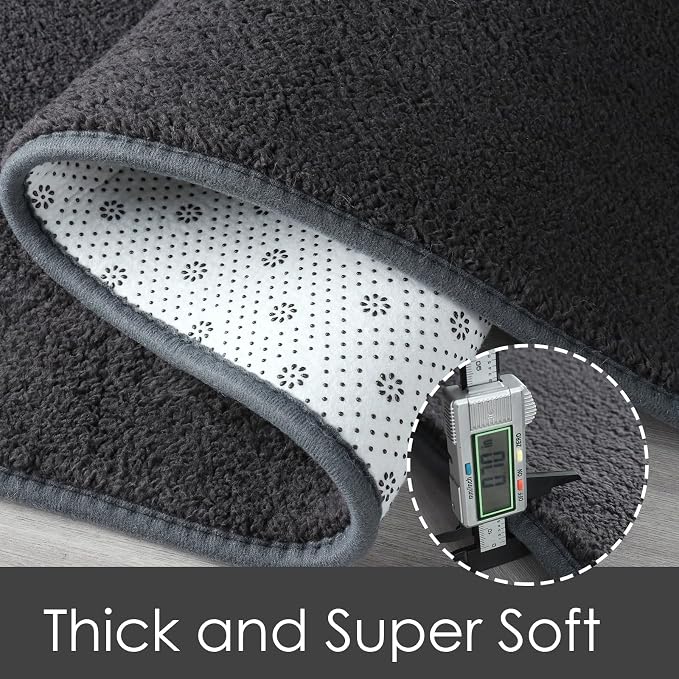 AROGAN 2x8 Runner Rug for Hallway, Long Runner Rugs Non Slip, Dark Grey | Soft Washable Memory Foam Carpet for Bedroom, Non Slip Backing Runners Rug for Hallways, Kitchen, Bathroom, Entryway Home
