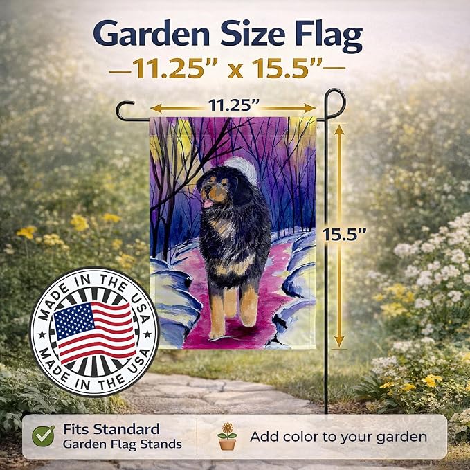 Caroline's Treasures SS1021GF Tibetan Mastiff Garden Flag Mailbox Flag Decorative Yard Flag Banner Outside Patio Artwork Yard Flower Beds, Garden Size, Multicolor