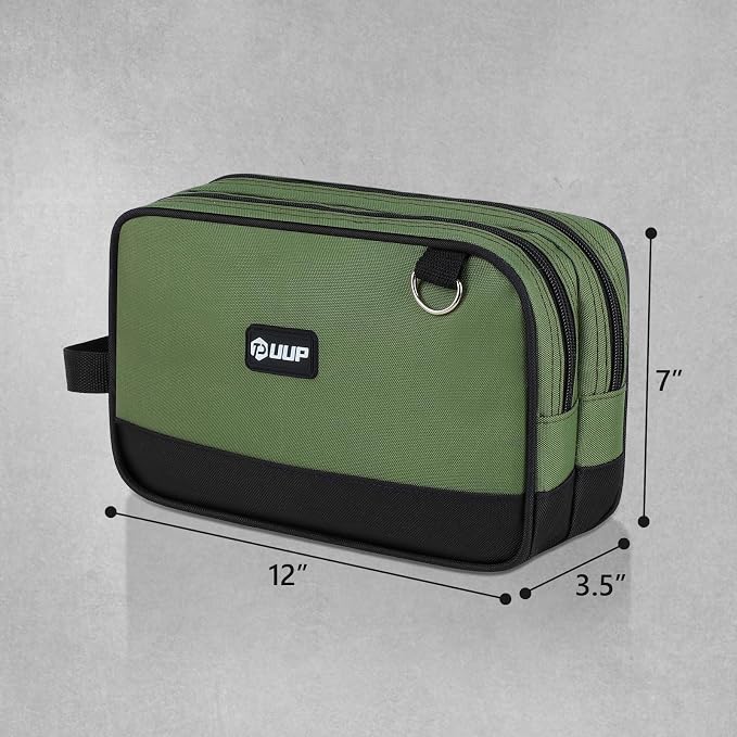 UUP 12" Tool Bag, Divider Zipper Pouch Handle Waterproof Tool Box Organizer | Heavy-duty oxford, smooth zipper green. Small storage case for tools. Great for car, truck, work, electrician mechanic gift