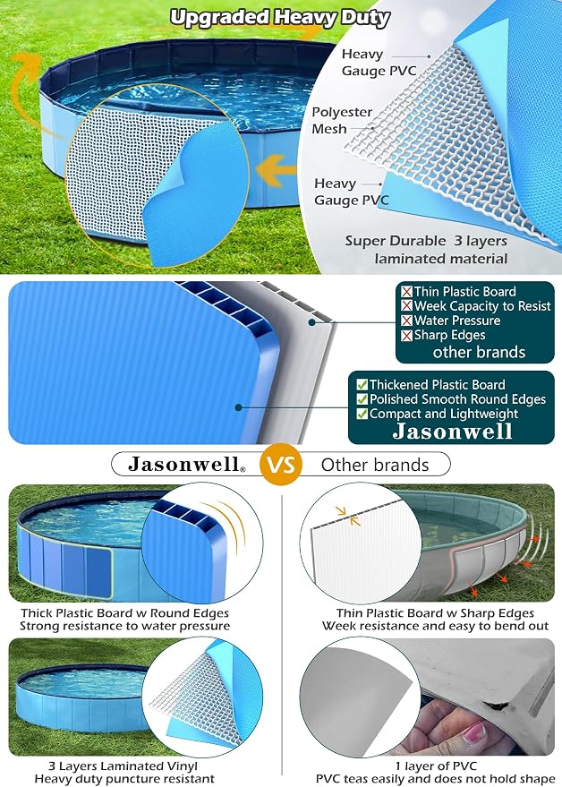 Jasonwell Kiddie Baby Pool with Canopy - Foldable Infant Toddler Kids Pool with Shade Baby Beach Essentials Tent Swimming Wading Pools for Toddlers 1-3 + Kids Dogs Ball Pit Backyard Water Play B, 40"