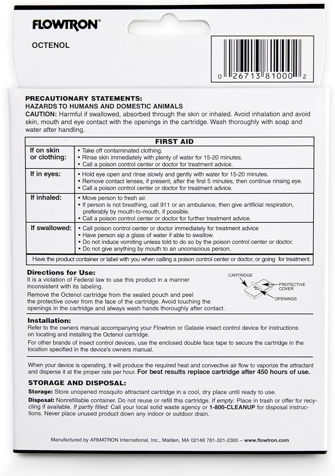 Flowtron MA-1000 Octenol Mosquito Attractant Cartridge, Compatible with BK-15, BK-40, BK-80, MC-9000, FC-8800-2 Pack