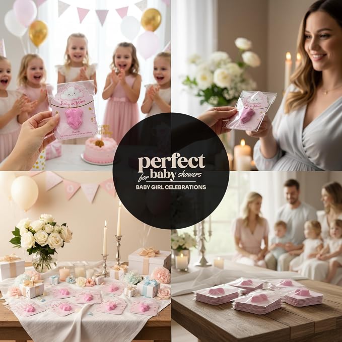 3D Onesie Seed Paper Gift Set – 24 Pink Plantable Baby Girl Onesie Shapes with Wildflower Seeds, Includes Cards & Double-Sided Tape for Baby Shower, Christening, Birthday & Special Occasions