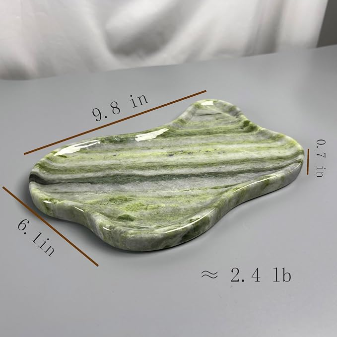 Natural Marble Decorative Tray, Cloud Shape, Modern Style, Polished Finish, Bathroom Kitchen Counter Vanity Organizer (Green-Marble-Diagonal)