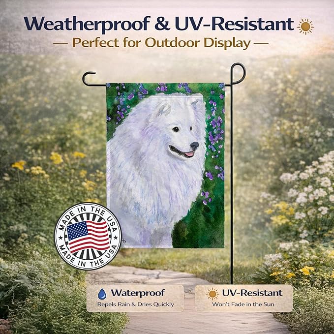Caroline's Treasures SS8965GF American Eskimo Garden Flag Mailbox Flag Decorative Yard Flag Banner Outside Patio Artwork Yard Flower Beds, Garden Size, Multicolor