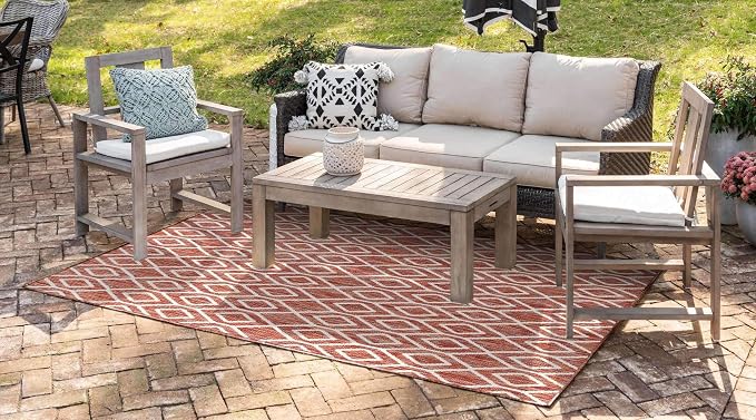 Jill Zarin Outdoor Collection Area Rug - Turks and Caicos (3' 3" x 5' 3" Rectangle Rust Red/Ivory)