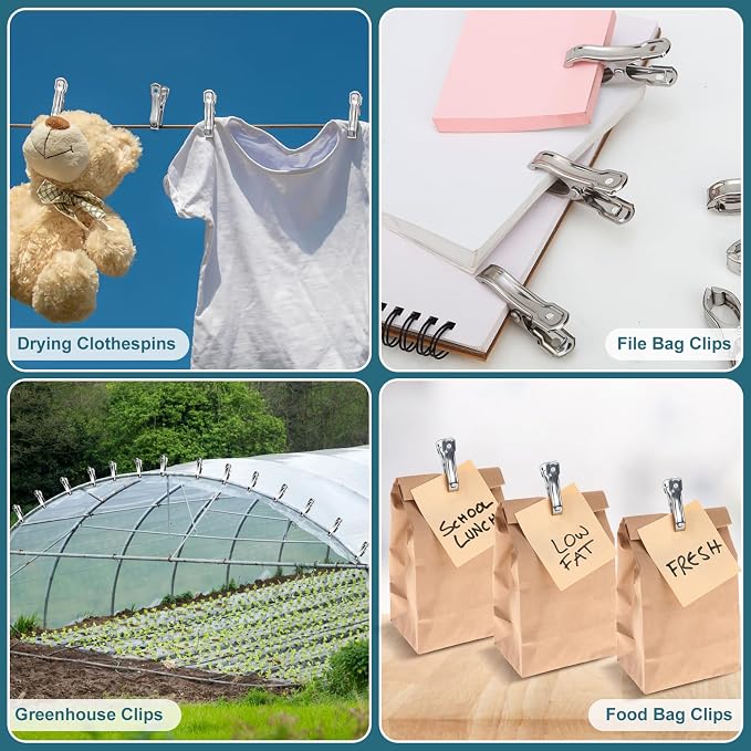120 Pcs Garden Clips, Greenhouse Clamps, Stainless Steel Greenhouse Clips for Netting, Heavy Duty Row Cover Clips with a Strong Grip for Shade Cloth or Plant Cover on Gardening Hoops