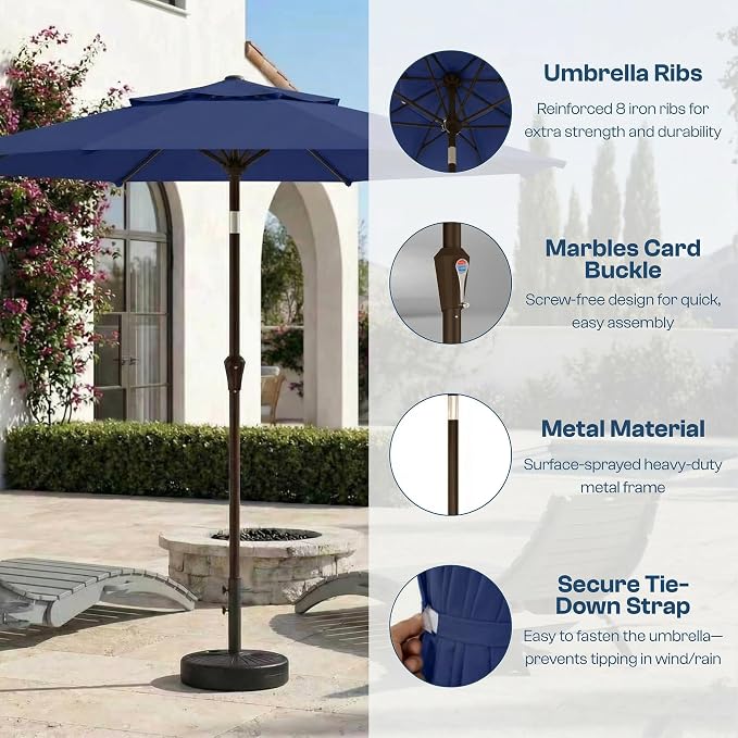 10FT Patio Umbrella, 2 Tier Outdoor Table Umbrella, Large Vented Market Umbrellas with Push Button Tilt and Crank, 8 Sturdy Ribs for Backyard, Deck, Pool, UPF50+ UV Protection