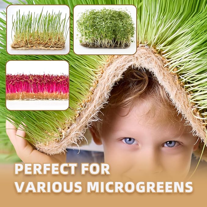 10 Pack Jute Grow Mat for Microgreens, 8" x 12" Hydroponic Grow Pads for Growing Tray Sprouting Trays Jute Fiber Seed Starter Planting for Micro Greens & Wheatgrass