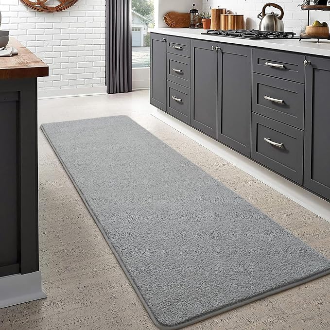 Keeko 2x8 Area Rugs for Living Room,Soft Washable Memory Foam Bedroom Rug | Indoor Throw Rug Low Pile Minimalist Non Slip Carpet for Kids Nursery Classroom Dorm Room Home Decor Grey