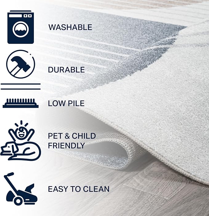 JONATHAN Y Machine Washable Multi Indoor Area Rug 3X5 ft, Arches Contemporary Minimalist for Living Room, Bedroom, Kitchen, Office, Easy-Cleaning, High Traffic, Pet-Friendly, Non-Shedding (WSH312A-3)