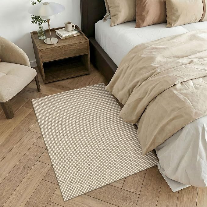 KOZYFLY Washable 3x4 Entry Area Rug, Braided Throw Rugs for Entryway, Non Slip Door Mat Indoor Outdoor Entrance, Front Porch Foyer Carpet for Kitchen, mudroom, Bathroom, Ivory/Camel/Brown