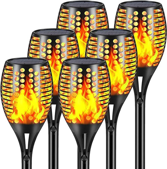 Aityvert Upgraded Larger Solar Torch Lights, Waterproof Outdoor Dancing Flames Light, Flickering Flames Garden Light, Landscape Decoration Pathway Patio Lights 43" 96 LED (6 Pack)
