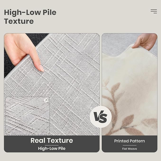 Valenrug 4x6 Area Rug Non Slip, High-Low Pile Washable Rug for Bedroom Grey | Soft Fluffy Textured Design, Non Slip & Lighweight, Folable, Stain Resistant Floor Carpet Rug for Living Room,Kitchen, Office