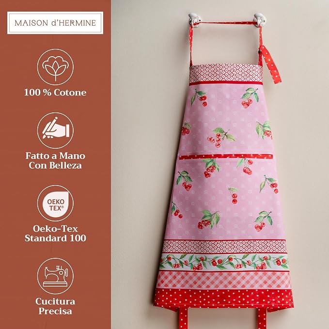 Maison d' Hermine Aprons for women with Pocket 100% Cotton (27.50"x31.50") | Adjustable Neck Strap & long ties Apron Men Chef Wedding Cooking Gardening Server Maid