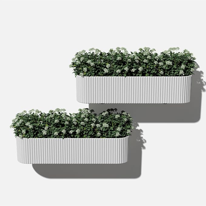 Veradek Demi Series Railing Planter - Hanging Planter Box for Windowsill/Balcony | Plastic-Stone Composite w/Railing Bracket | Modern Décor for Flowers