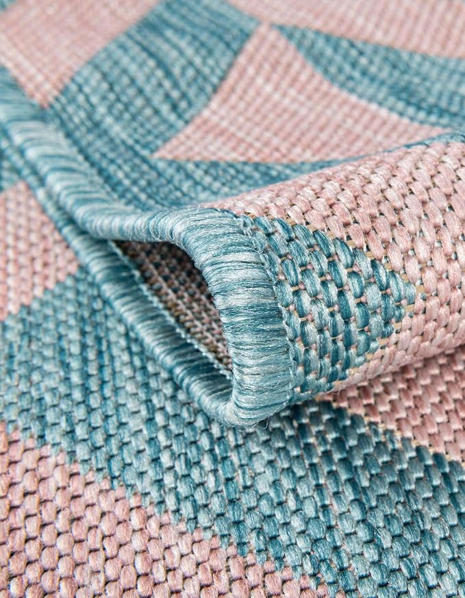 Jill Zarin Jill Zarin Outdoor Collection Area Rug - Napa (10' 8" Round Pink and Aqua/Light Blue)
