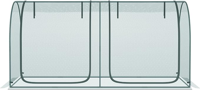 Outsunny 8' x 4' Crop Cage, Plant Protection Tent with Two Zippered Doors, Steel Frame, Storage Bag and 4 Ground Stakes, for Garden, Yard, Lawn, Green