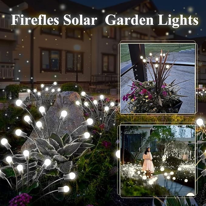 6-Pack Garden Solar Lights, 48 LED Solar Lights Outdoor for Garden Decor, Waterproof Firefly Light Outdoor (Sway by Wind), Swaying Light for Outside Yard Pathway Landscape Decorations (Cool White)