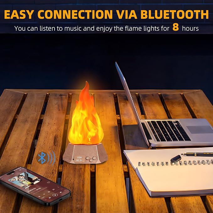Toodour Outdoor Flame Lights with Bluetooth Speaker, 2 Pack Flickering Flame Decorative Lights with Speaker, Waterproof LED Flame Torche for Camping Garden Deck Patio Path Yard Party Bar Outdoor Decor