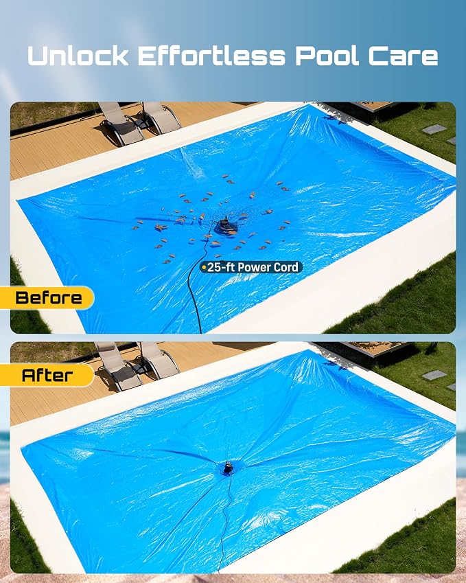 SEESII Auto 2-in-1 Pool Cover & Submersible Water Pump, 1/3 HP | 3035 GPH Sump Pump, Smart Auto On/Off, Clog-Free Net. Ideal for Pools, Flooded Basements, Hot Tubs & Garden Ponds