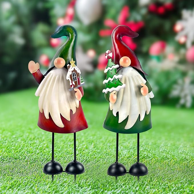 Outdoor Christmas Decorations Gnomes Decorative Garden Stakes, Unique Thanksgiving Gifts for Outside Garden Decor Yard Lawn Porch Party-18 Inch