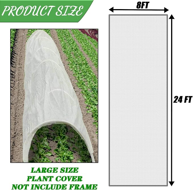Darnassus 8FT×24FT Plant Covers Breathable Floating Row Cover for Snow Frost Bad Weather Pest Protection & Plant Growth