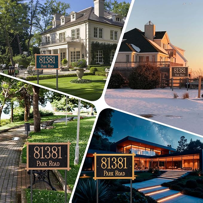 Customizable Address Sign - LAWN MOUNTED Plaque Outdoor House Number Ideal for Home and Garden Décor Style 5