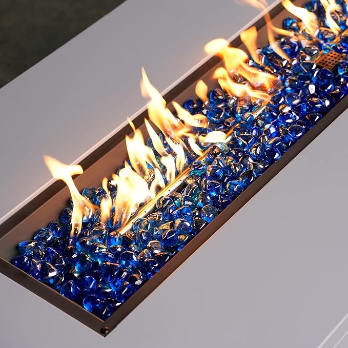 Mr. Fireglass Cobalt Blue Fire Glass Diamonds, 1 Inch Reflective Tempered Fire Glass Rocks for Outdoor Fire Pit, Fireplace and Fire Pit Table, 20 Pounds