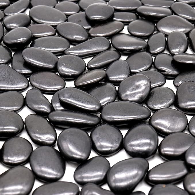Black Rocks - Polished MD (1 to 2 Inch), 10 lbs Decorative for Gardens, Landscaping, Succulents & Pots