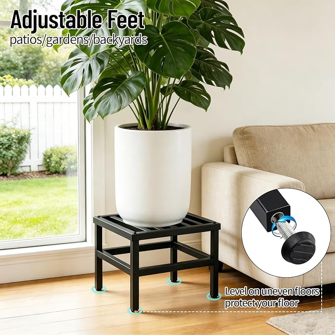Plant Stand Outdoor Indoor, 2 Pack 16 Inch Large Metal Plant Stand Outdoor Heavy Duty Plant Stands Flower Pot Stand Wrought Iron Pedestal Stand for Garden Patio Living Room