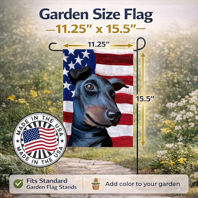 Caroline's Treasures CK6613GF Manchester Terrier American Flag Garden Flag Mailbox Flag Decorative Yard Flag Banner Outside Patio Artwork Yard Flower Beds, Garden Size, Multicolor