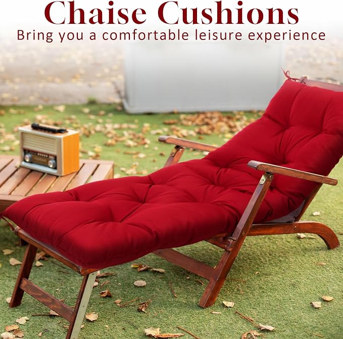Wenqik Outdoor Bench Cushion 59 x 20 x 4 Inch Waterproof Patio Swing Cushion with Removable Zippered Cover Adjustable Ties Seat Pad for Porch Bench Garden Loveseat (Red, Classic)